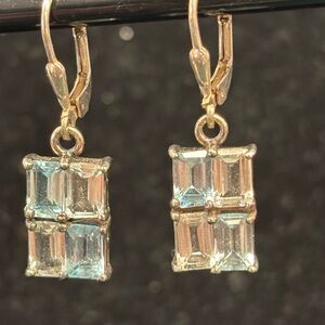 Blue Topaz & Amethyst Drop Earrings.